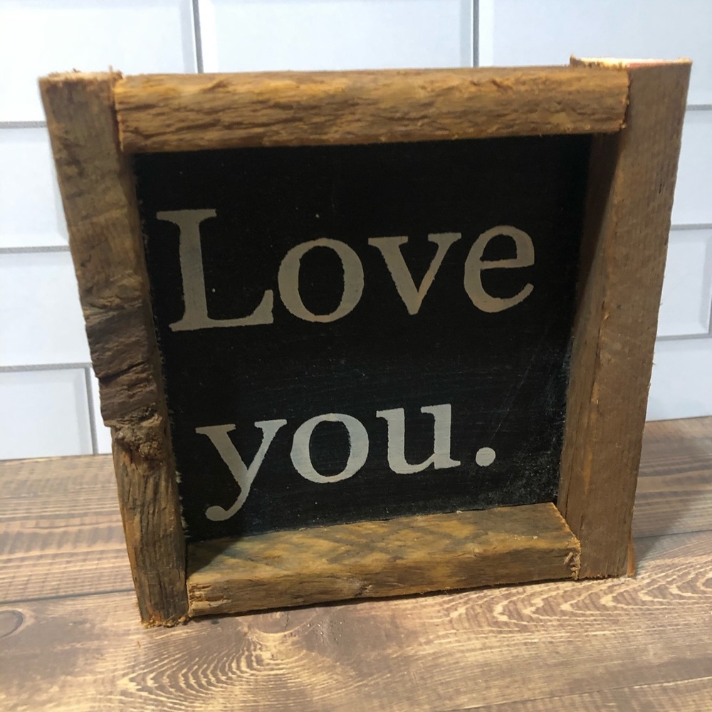 Love you black shelf sitter sign gift